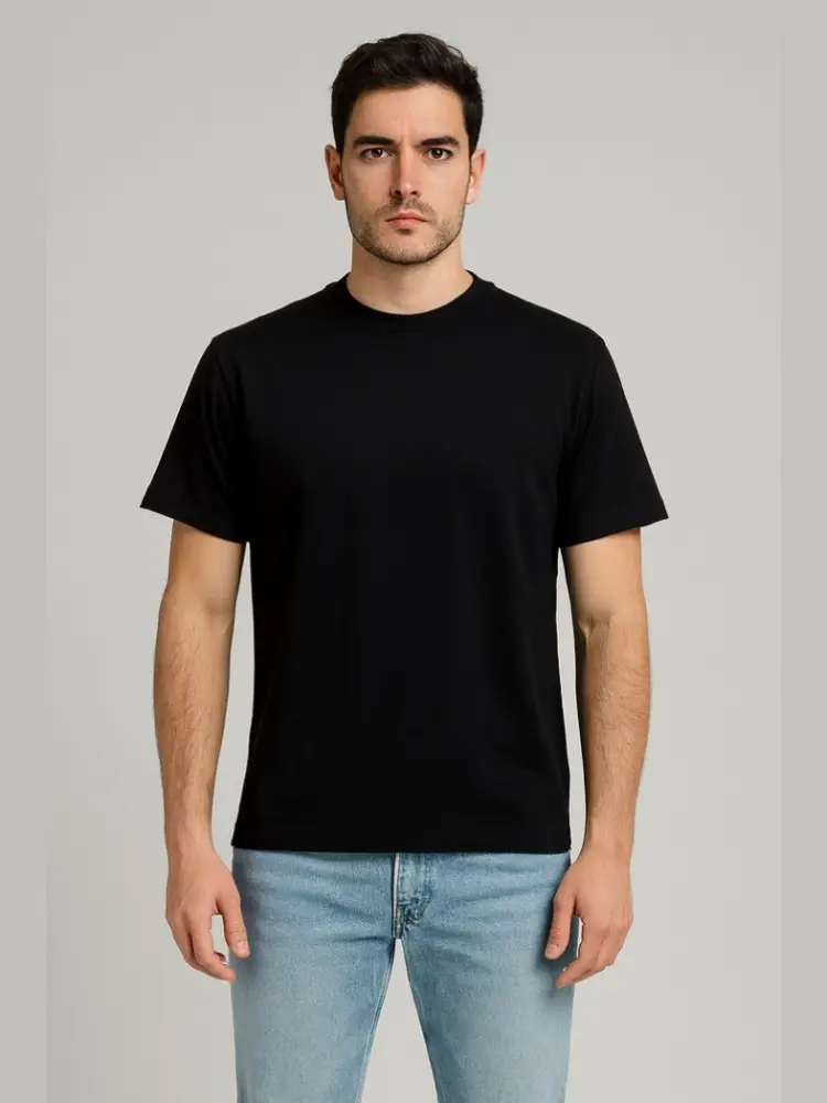 tshirt nera uomo in cotone maxi logo sul retro