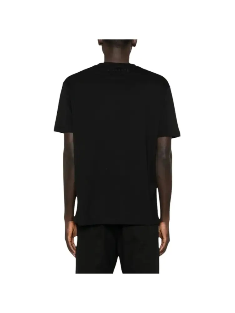 tshirt nera uomo in cotone mini logo sul retro miniatura 2