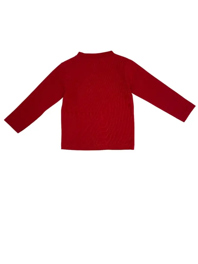 tshirt rossa neonato in cotone manica lunga logo a contrasto miniatura 2