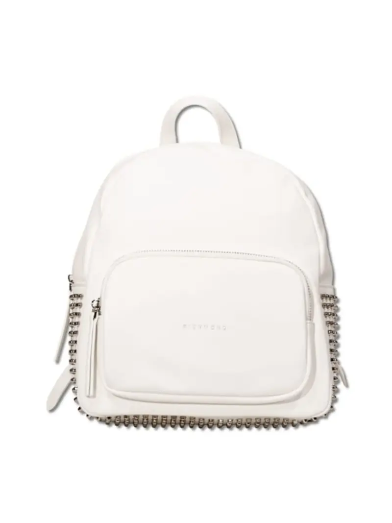Richmond zaino bianco donna in ecopelle con dettagli borchie mini logo