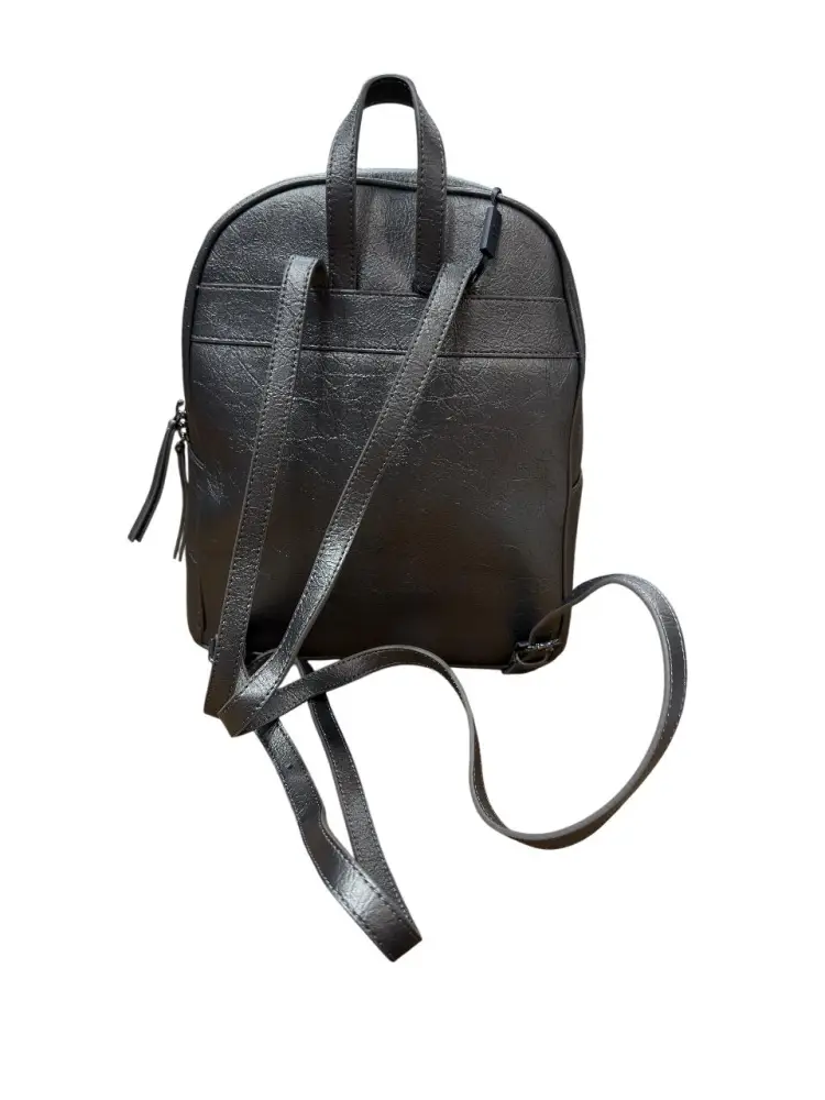 zaino grigio metallo donna logo sul davanti miniatura 2