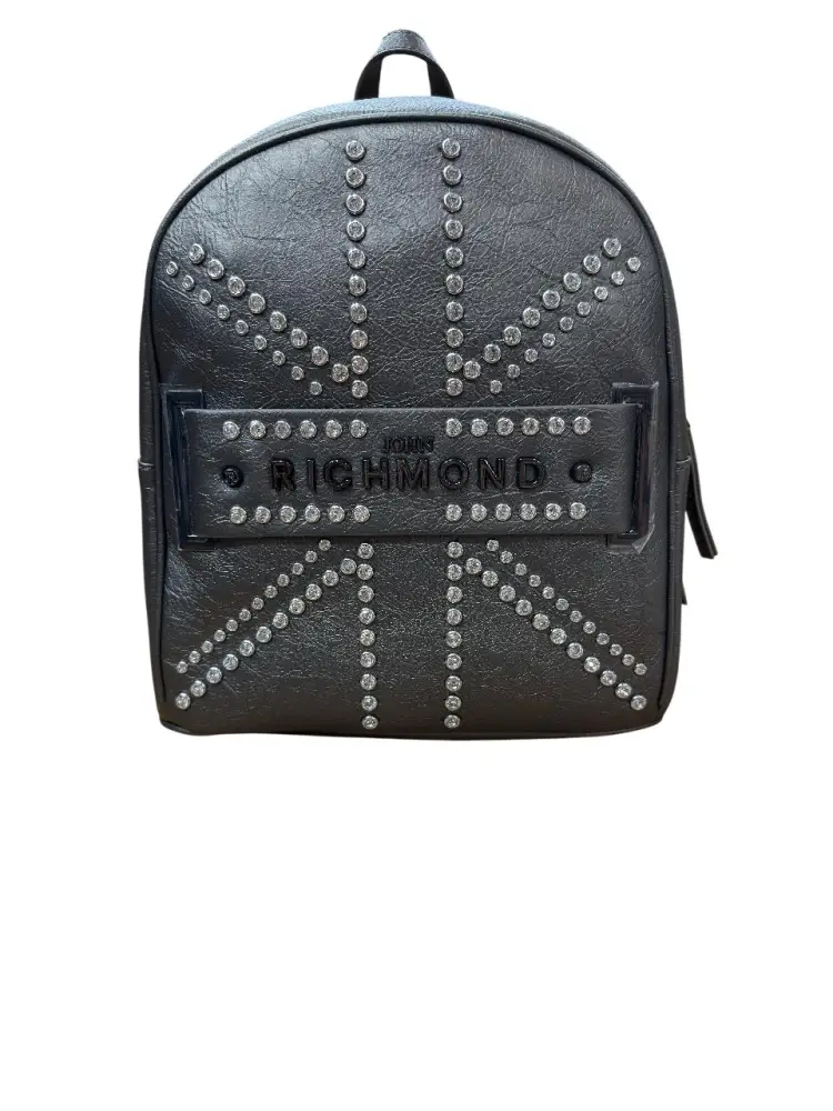 zaino grigio metallo donna logo sul davanti