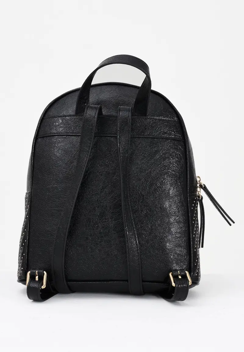 Zaino nero da donna con lavorazione trapuntata e micro borchie miniatura 3