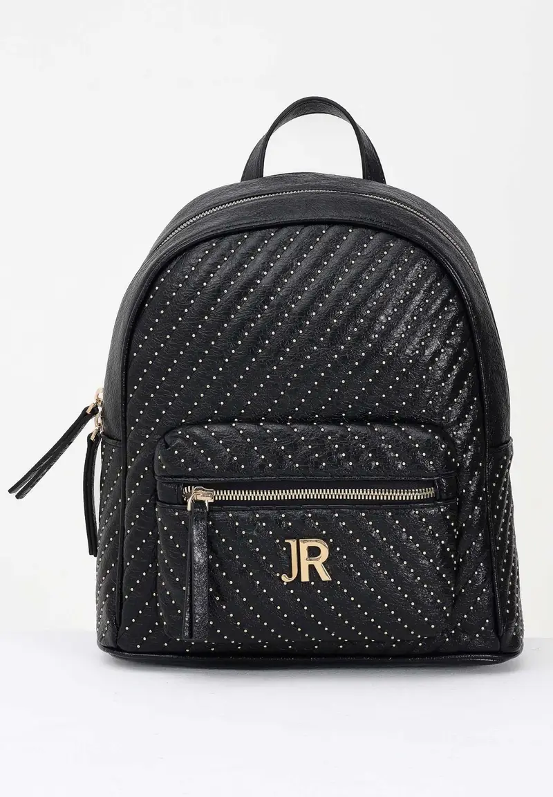 Zaino nero da donna con lavorazione trapuntata e micro borchie