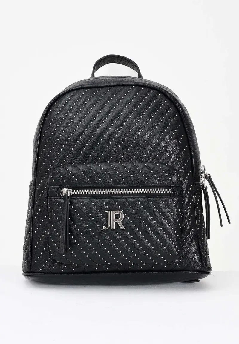 Zaino nero da donna con lavorazione trapuntata e micro borchie