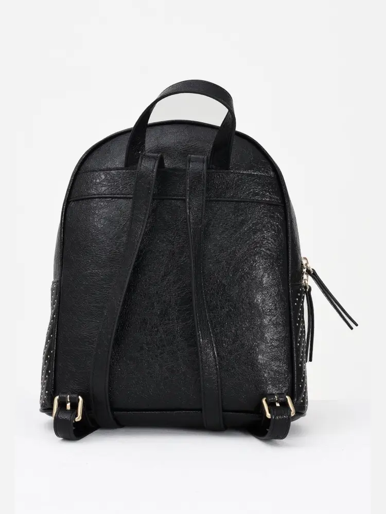 zaino nero donna in ecopelle borchie oro miniatura 2