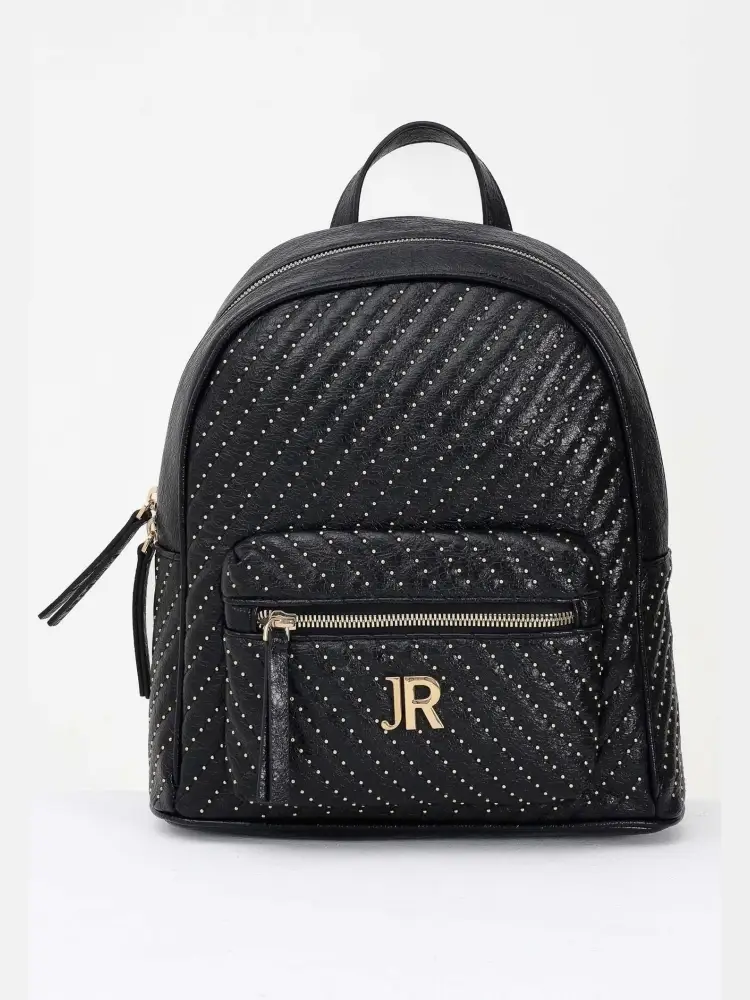 zaino nero donna in ecopelle borchie oro