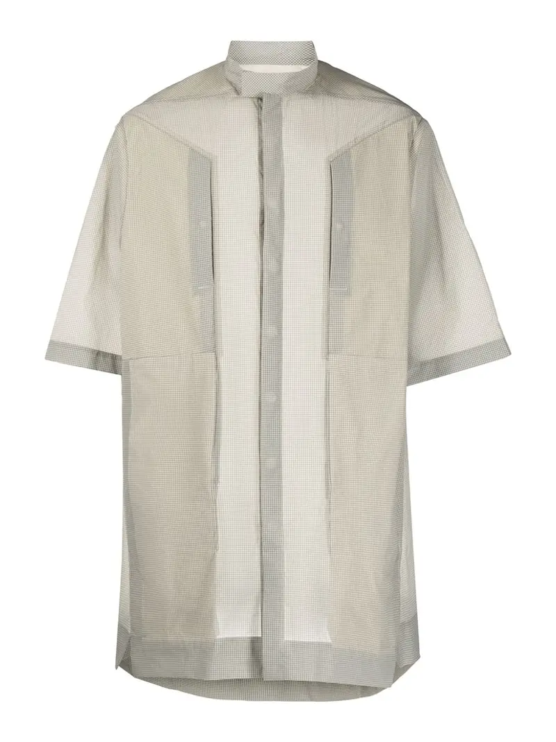 Camicia a maniche corte semitrasparente Grigio