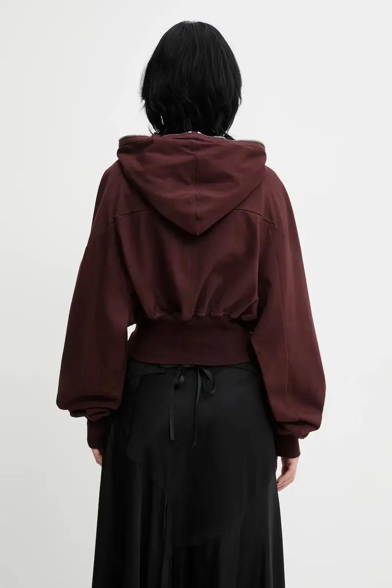 felpa in cotone Collage Gimp donna colore marrone con cappuccio DS02E7233.RIG miniatura 3