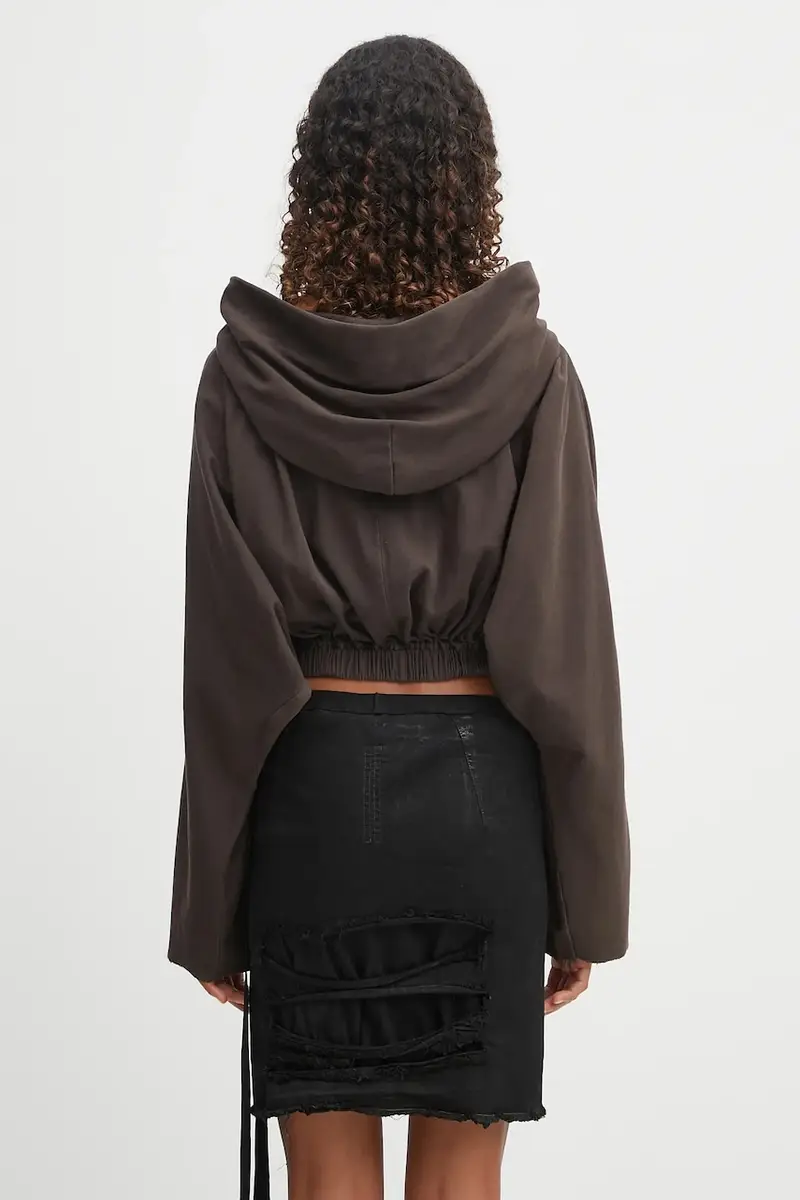 felpa in cotone Cropped Hooded Tunic donna colore beige con cappuccio DS02E7236.RIG miniatura 3