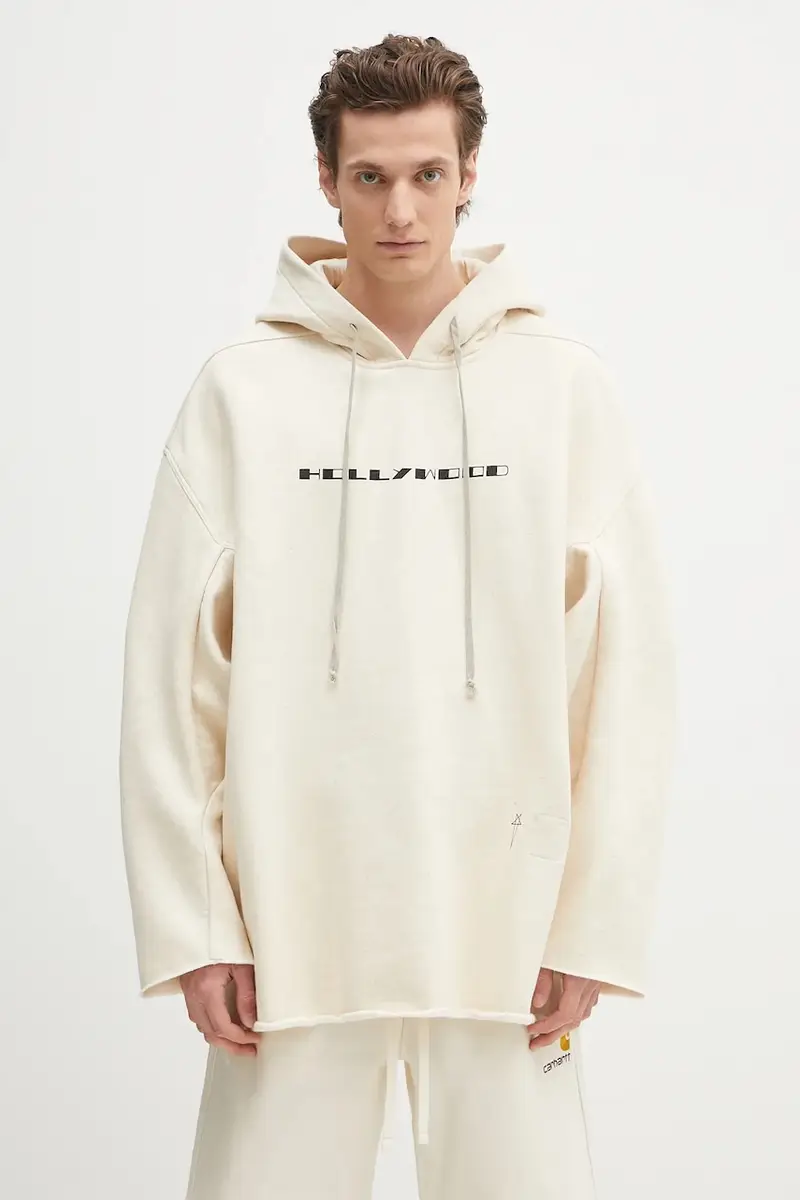 felpa in cotone Peter colore beige con cappuccio DU01E3280.FNEP5P