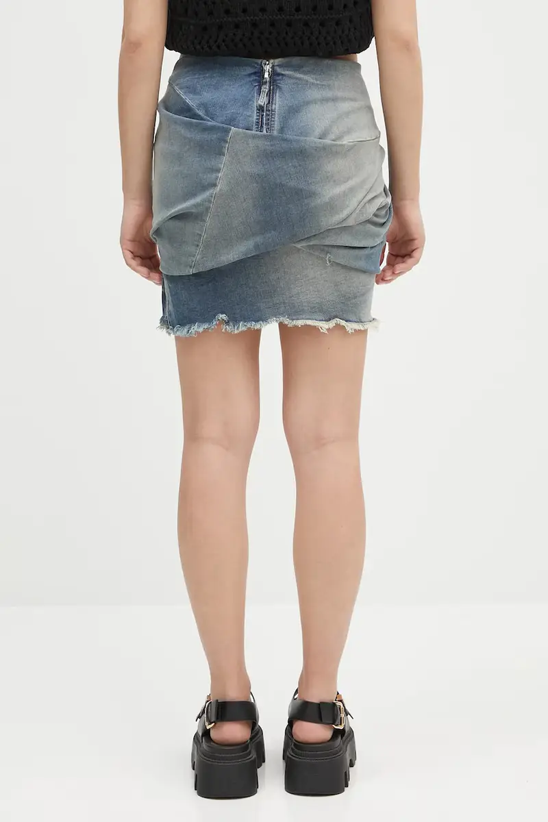 gonna di jeans Draped Mini colore blu DS01E3343.SDWB miniatura 3