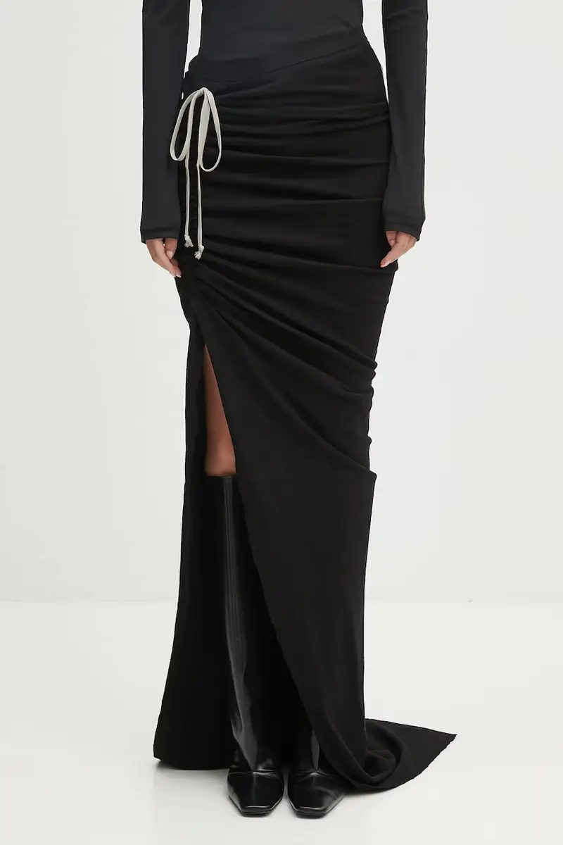 gonna in cotone Soft Edfu Long colore nero DS02E7337.JDB