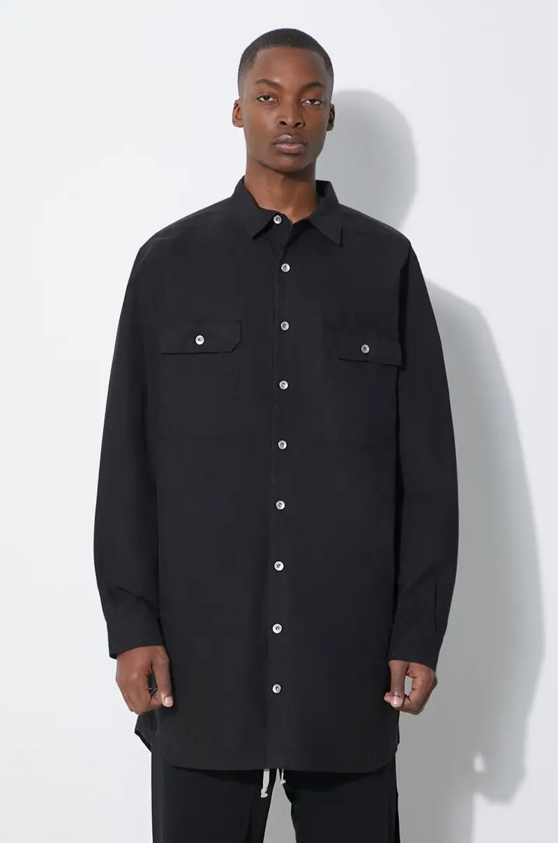 Rick Owens camicia in cotone Jumbo uomo colore nero DU01D1297.P.09