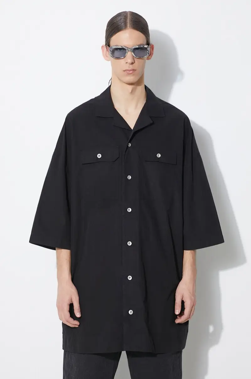 Rick Owens camicia in cotone Magnum Tommy Shirt uomo colore nero DU01D1290.P.09