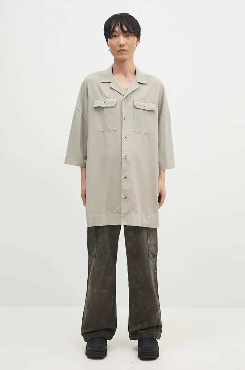Rick Owens camicia in cotone Magnum Tommy uomo colore beige DU02D2290.CFL