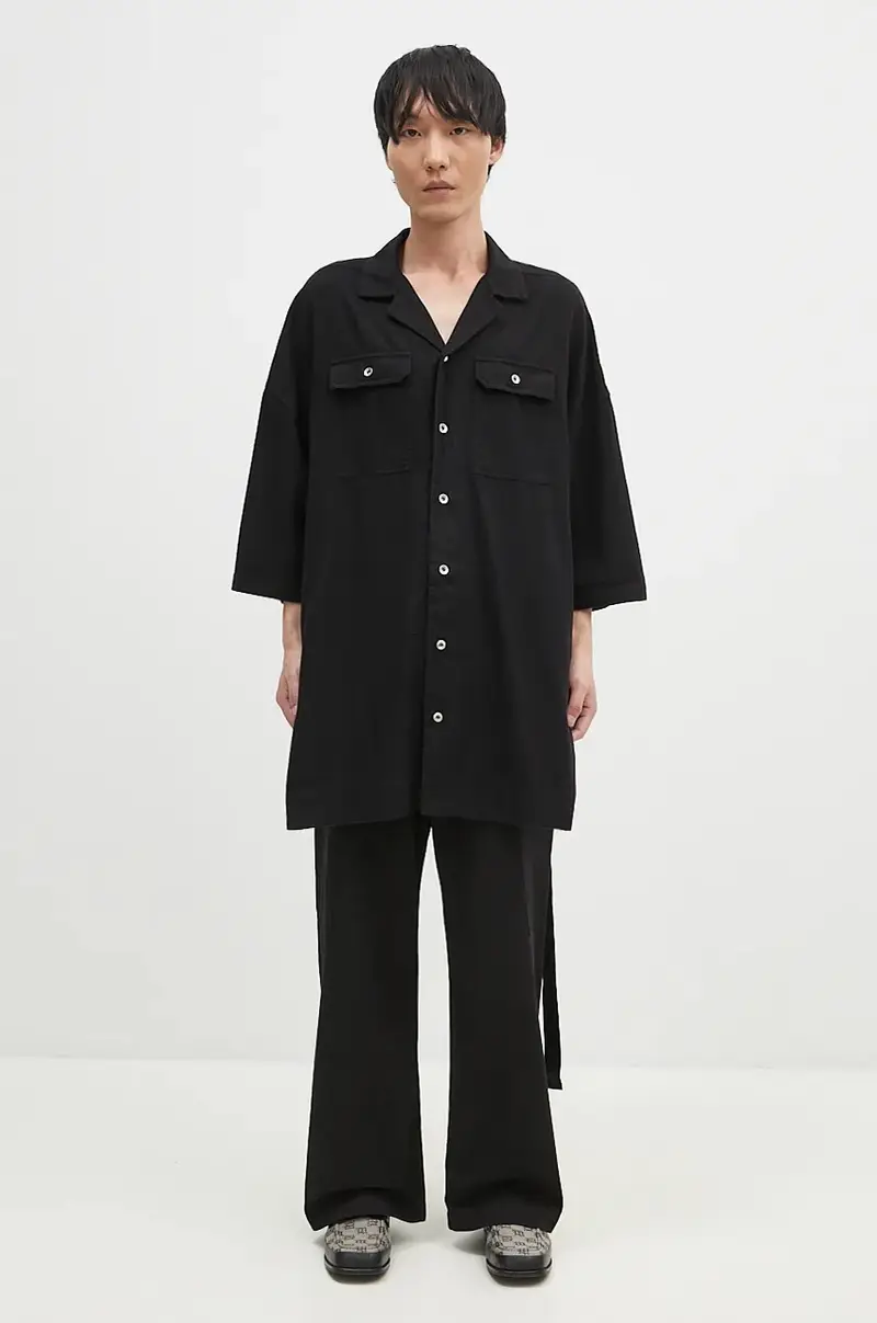 Rick Owens camicia in cotone Magnum Tommy uomo colore nero DU02D2290.CFL