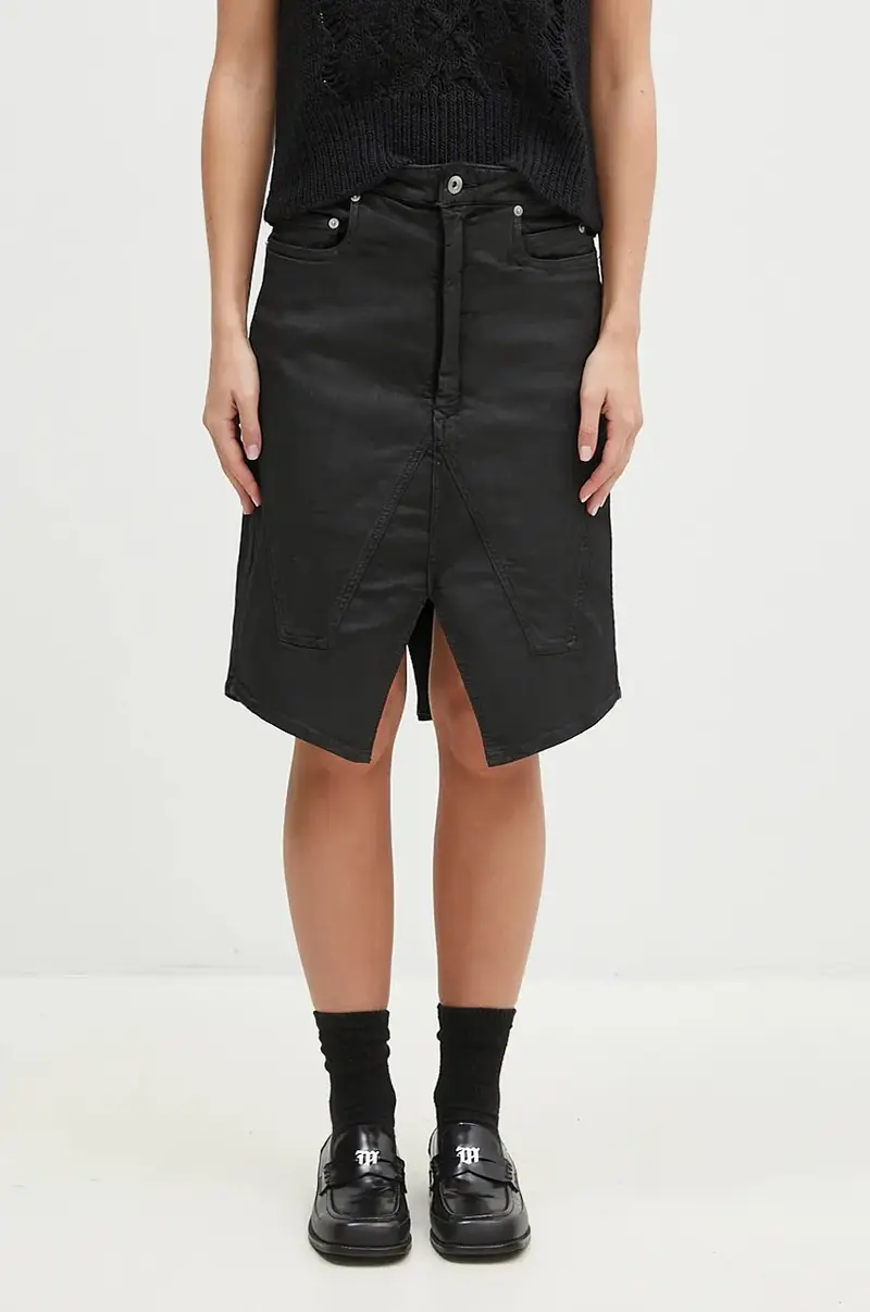 Rick Owens gonna di jeans Slivered Skirt colore nero DS02D2340.SBW