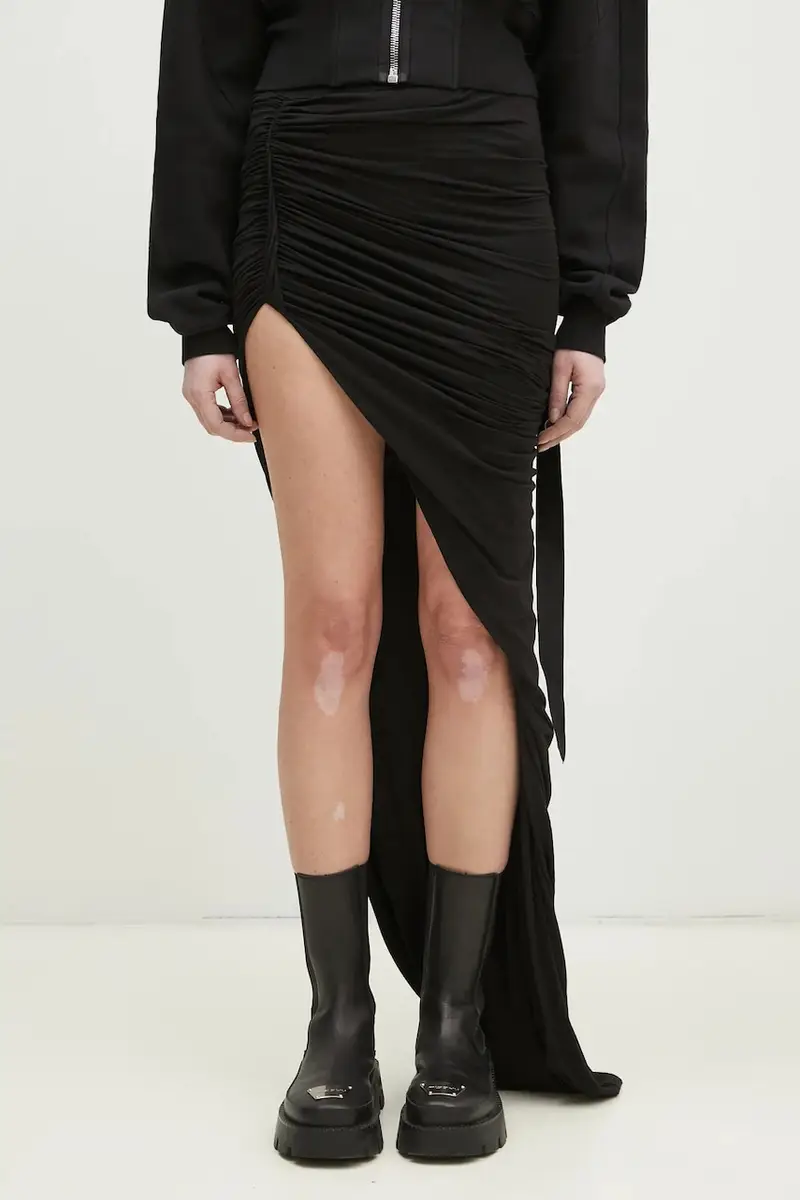 Rick Owens gonna in cotone Soft Edfu Skirt Long colore nero DS01E3334.BHDB