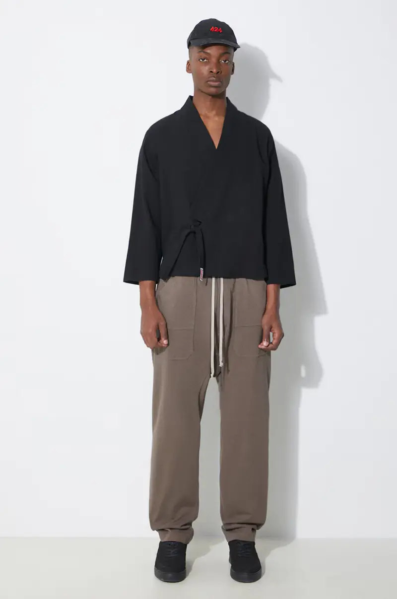 Rick Owens pantaloni da jogging in cotone colore marrone DU01D1370.RIG.34 miniatura 2