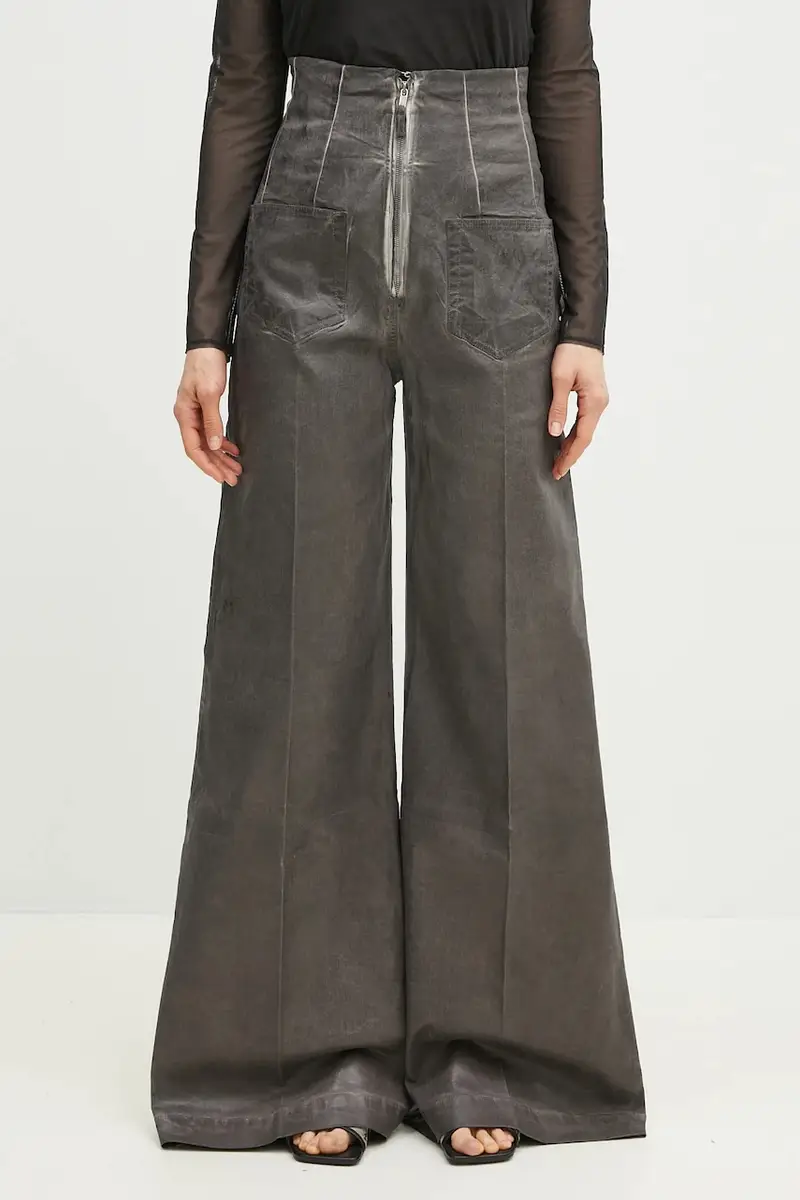 Rick Owens pantaloni Dirt Cooper donna colore grigio DS01E3303.SCF