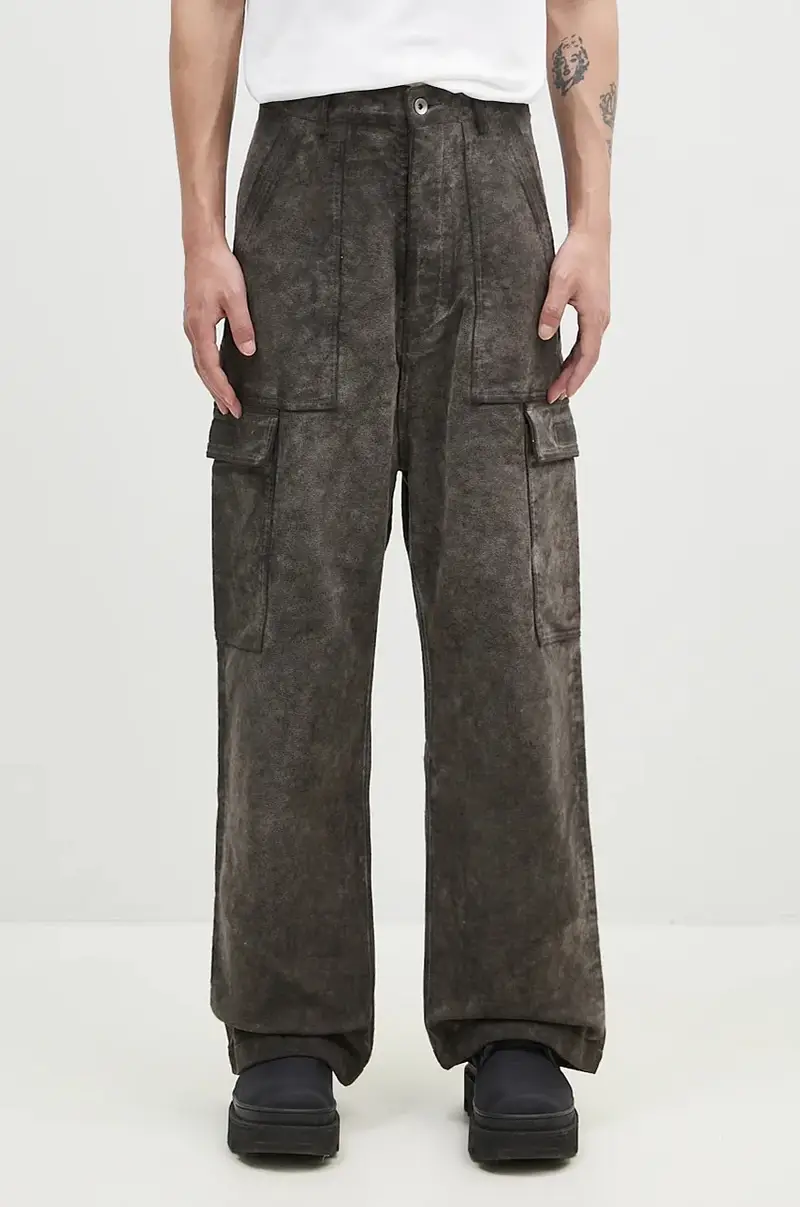 Rick Owens pantaloni in cotone Cargo Trousers colore grigio DU02D2354.MO
