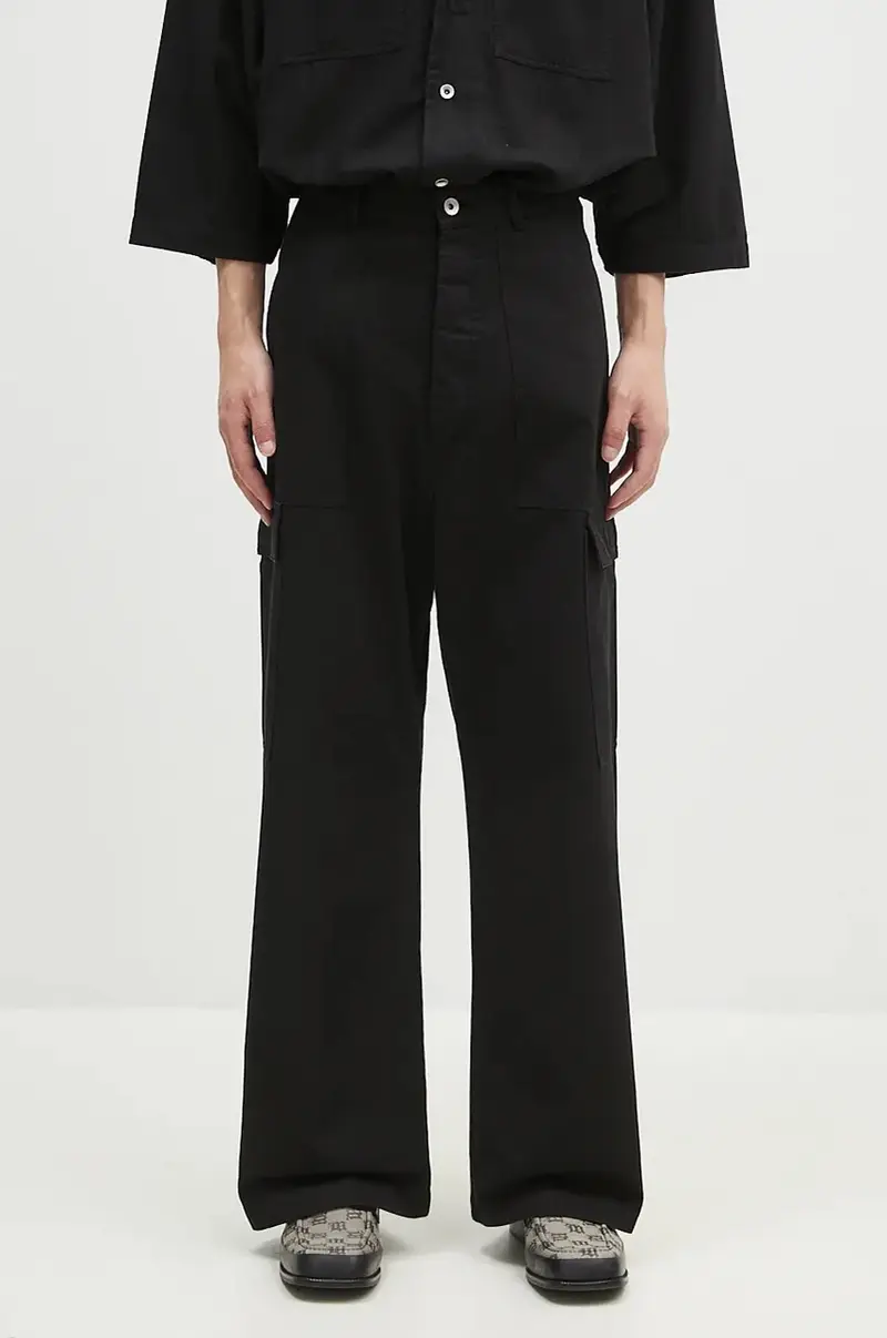 Rick Owens pantaloni in cotone Cargo Trousers colore nero DU02D2354.TW