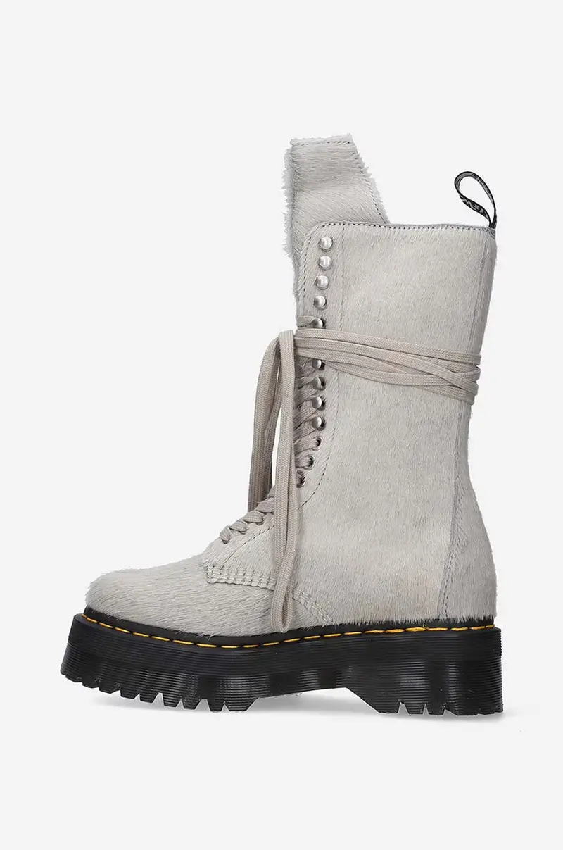 Rick Owens stivali da motociclista in camoscio Fur Boots x Dr. Martens donna Grigio miniatura 3