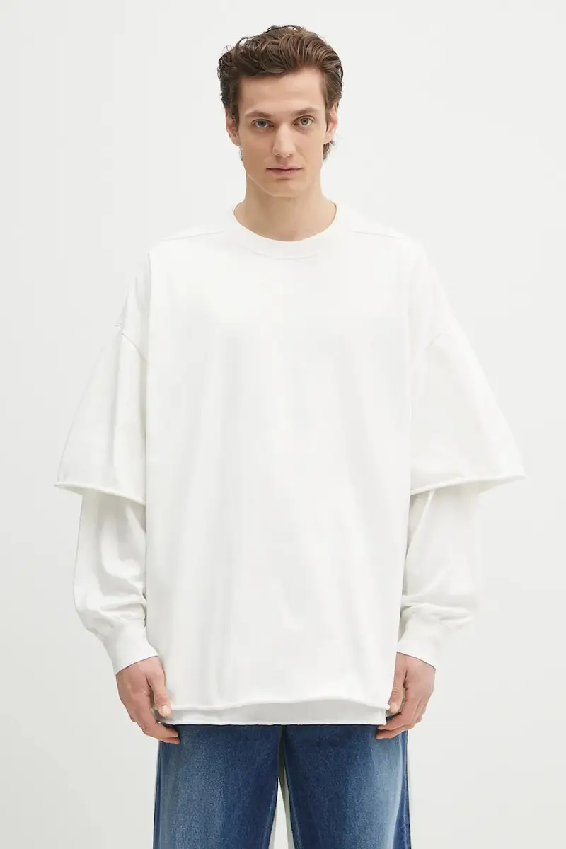 Rick Owens top a maniche lunghe in cotone Tommy Hustler colore bianco DU01E3266.RIGRN