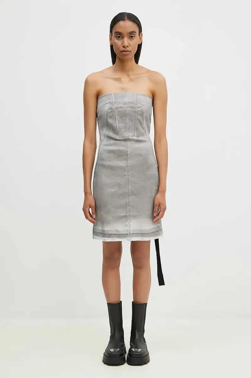 Rick Owens vestito Splintered Denim Bustier colore grigio DS02D2501.HSCF