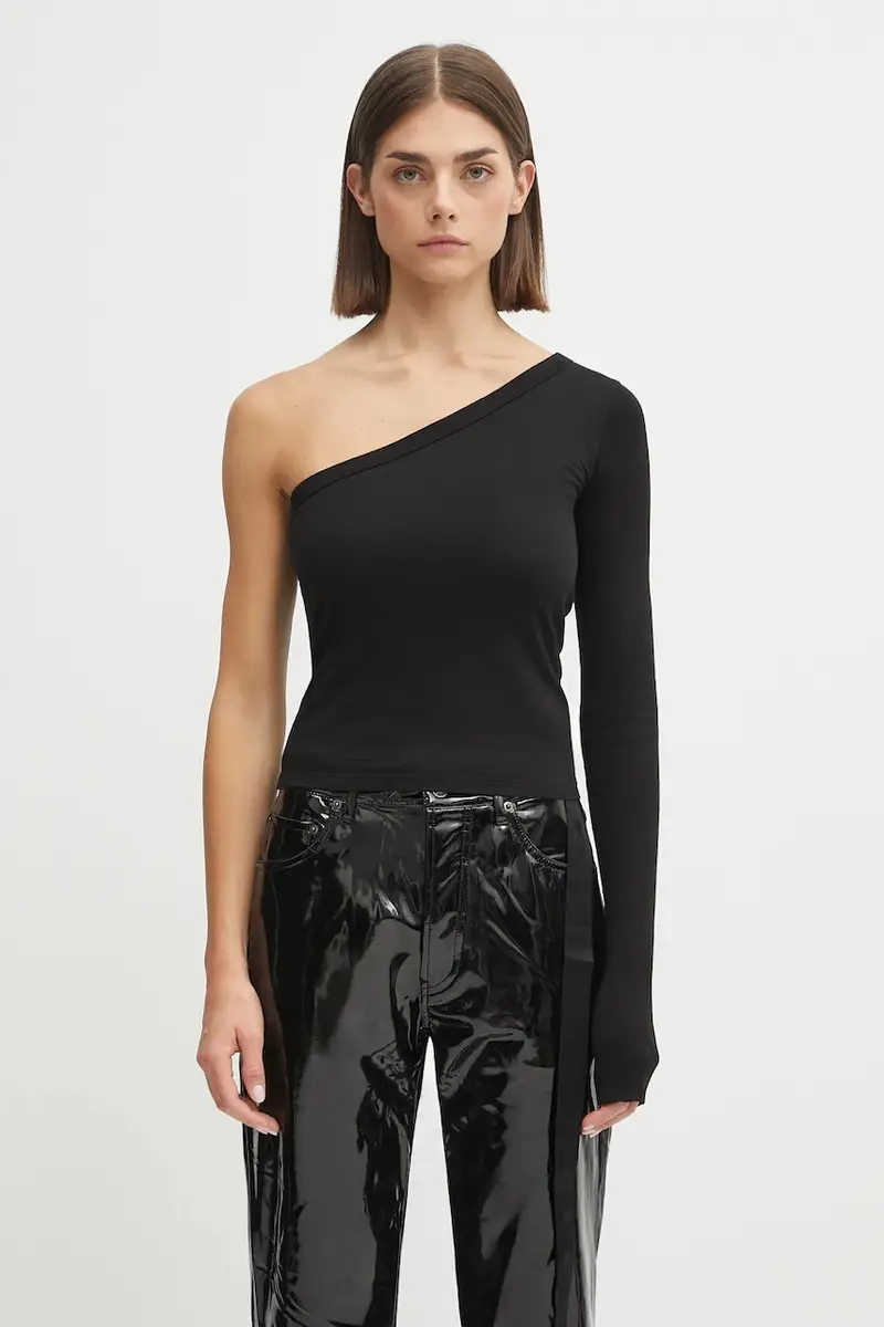 top a maniche lunghe in cotone Ziggy T colore nero DS02E7216.RN