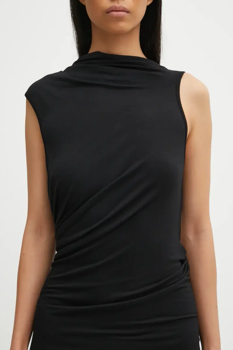 vestito con aggiunta di lana Eva Gown colore nero LI02E3504.JBWS miniatura 4