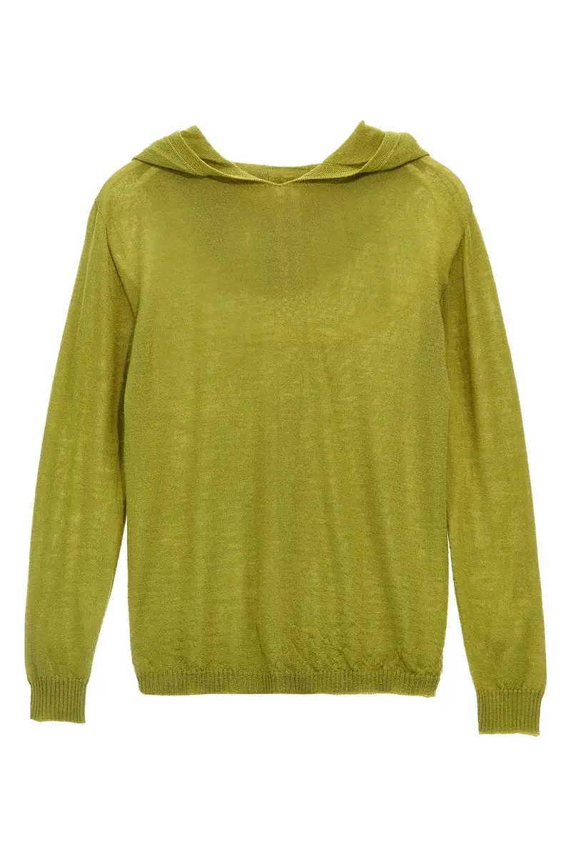 Maglia Con Cappuccio Lana Verde