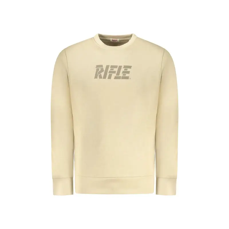 Felpa Maniche Lunghe Uomo Beige Stampa Logo