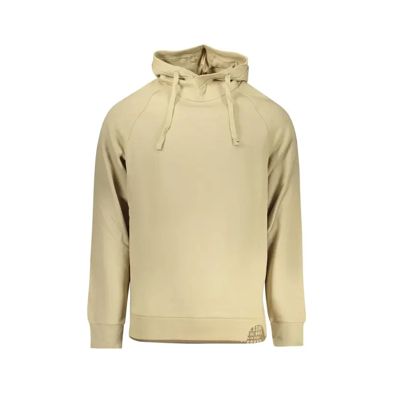 Felpa Maniche Lunghe Uomo Beige Stampa Logo