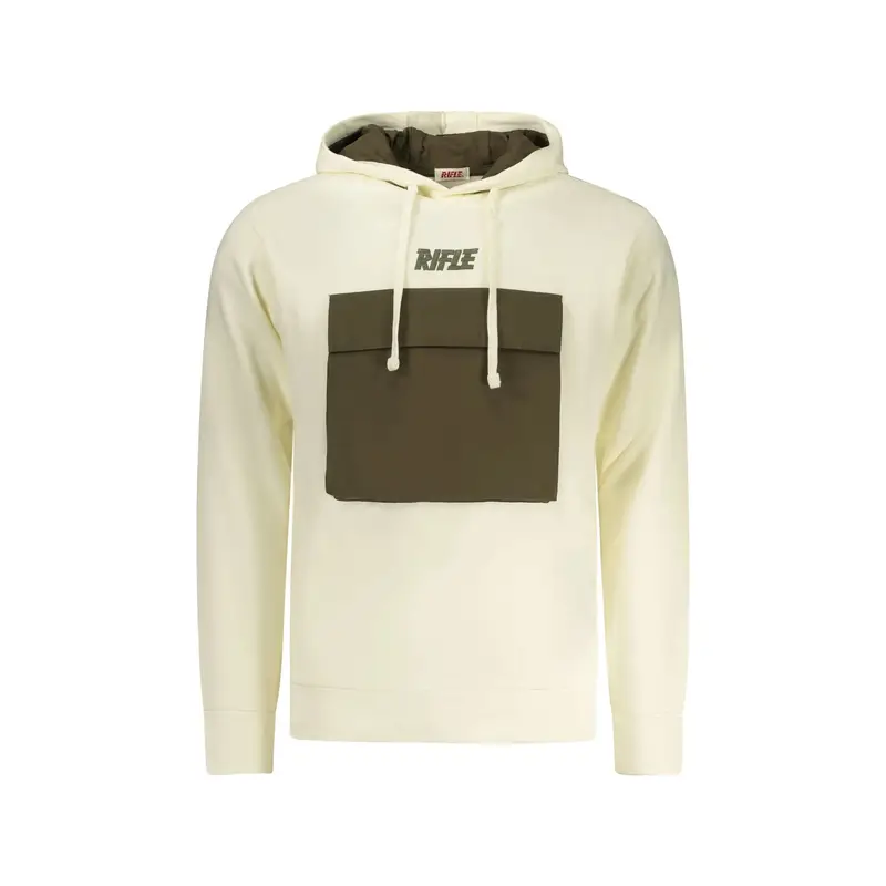 Felpa Maniche Lunghe Uomo Bianca Stampa in Rilievo Bianco