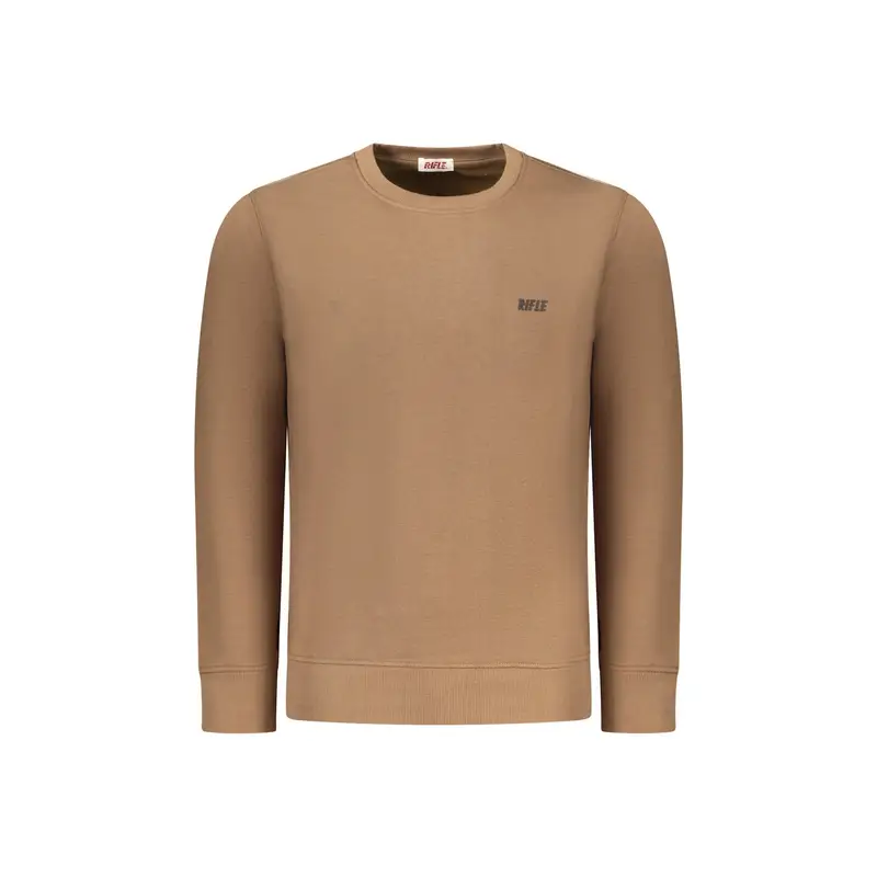 Felpa Maniche Lunghe Uomo Marrone Stampa in Rilievo