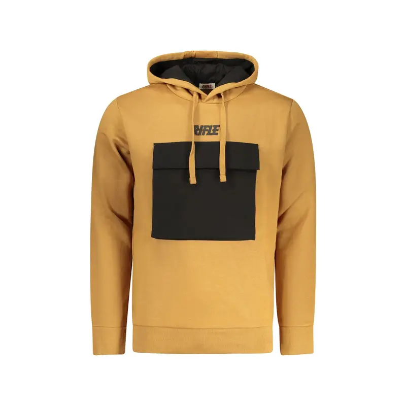 Felpa Maniche Lunghe Uomo Marrone Stampa in Rilievo