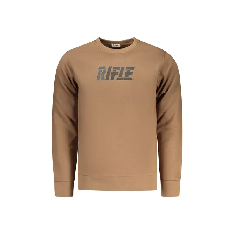 Felpa Maniche Lunghe Uomo Marrone Stampa Logo