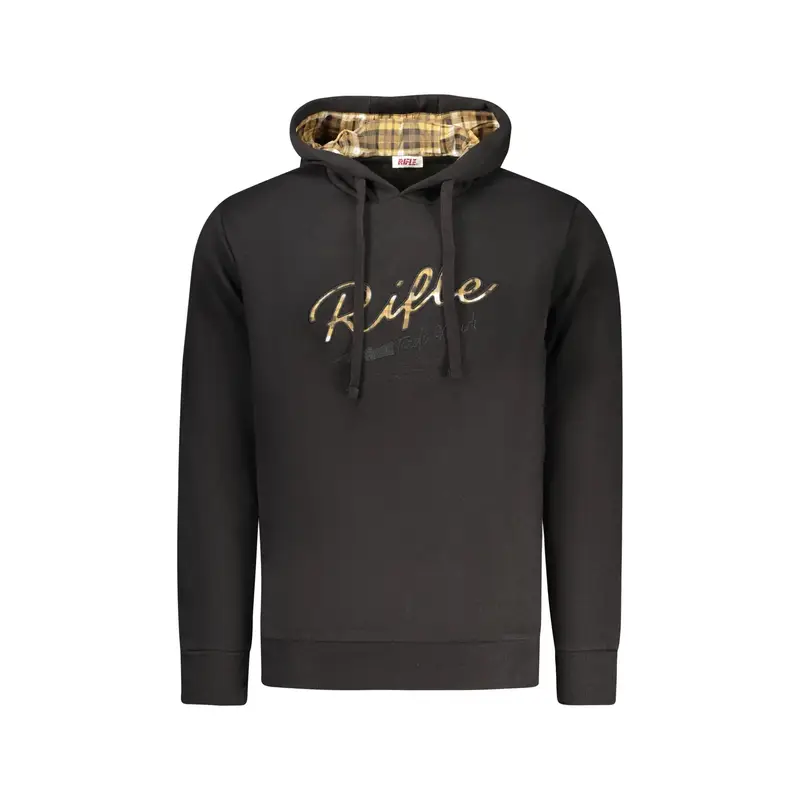 Felpa Maniche Lunghe Uomo Nera Ricamo Nero