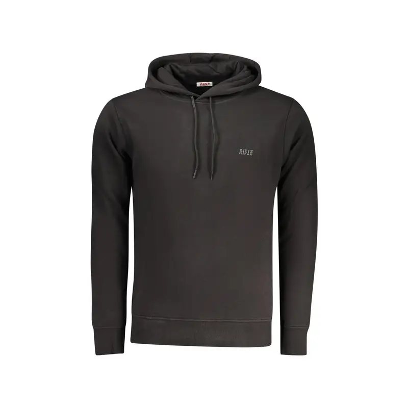 Felpa Maniche Lunghe Uomo Nera Stampa in Rilievo Nero