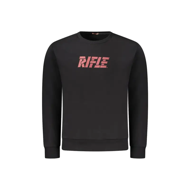Rifle Felpa Maniche Lunghe Uomo Nera con Stampa Logo
