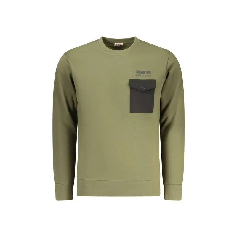 Felpa Maniche Lunghe Uomo Verde Stampa in Rilievo