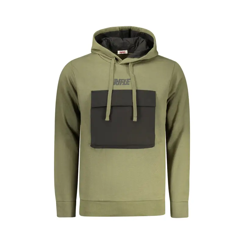 Felpa Maniche Lunghe Uomo Verde Stampa in Rilievo