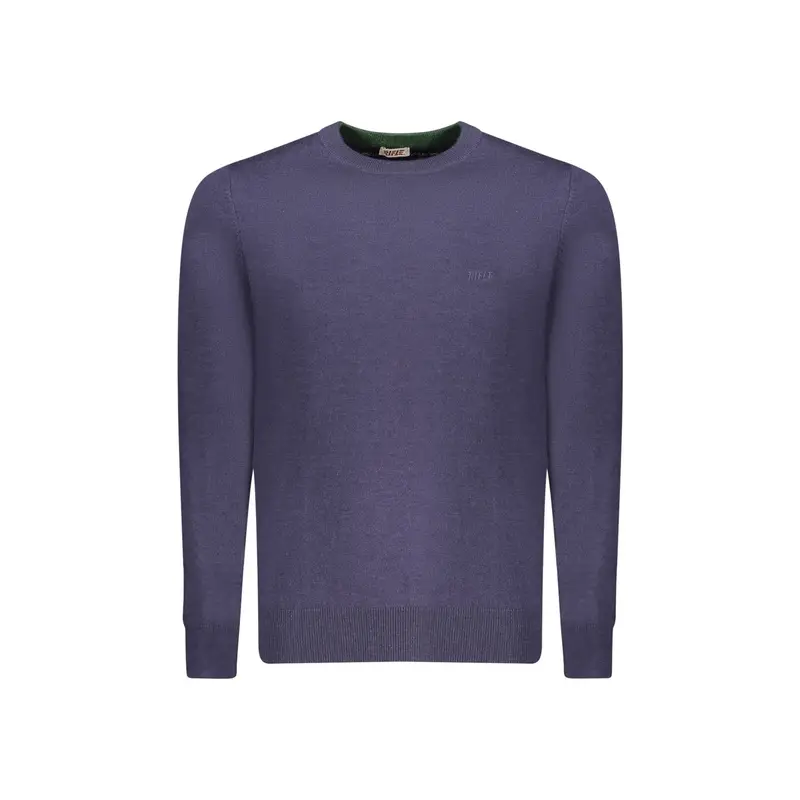 Maglia Uomo Blu Girocollo Maniche Lunghe Ricamo Logo