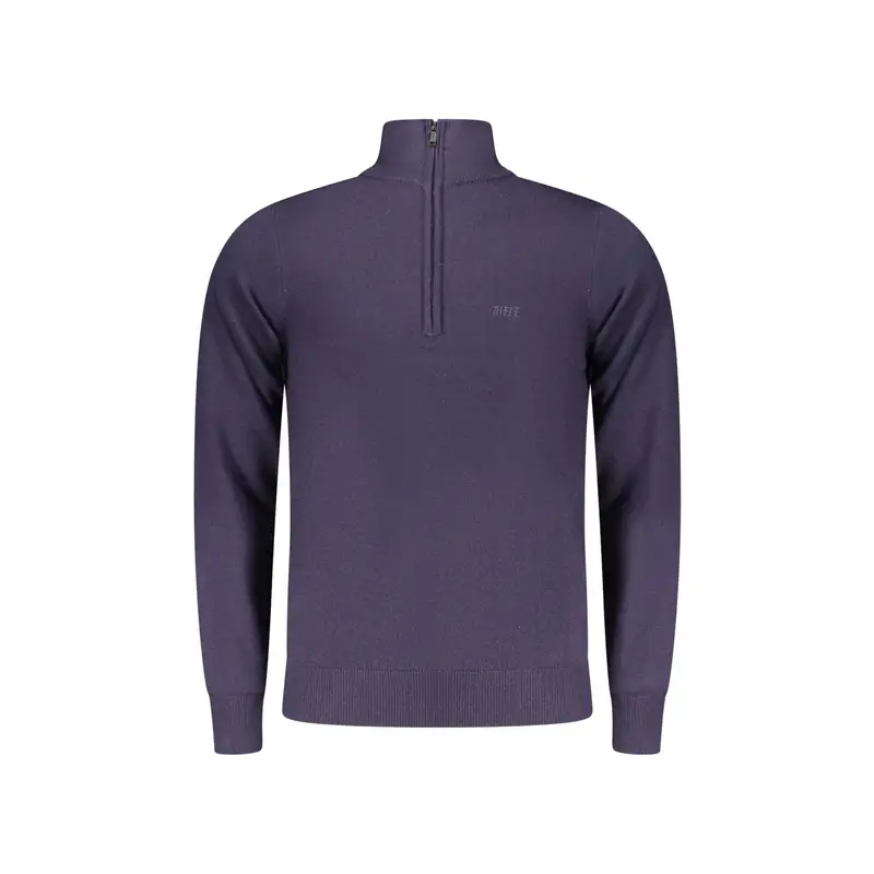 Maglia Uomo Blu Mezzo Zip Ricamo