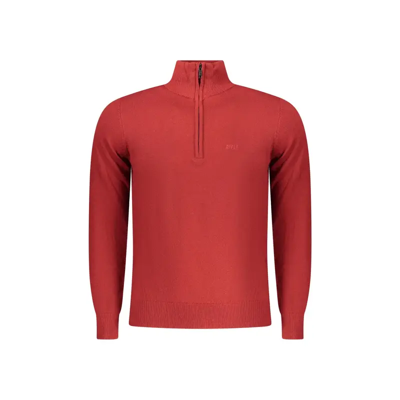 Maglia Uomo Rossa Mezzo Zip Ricamo Rosso
