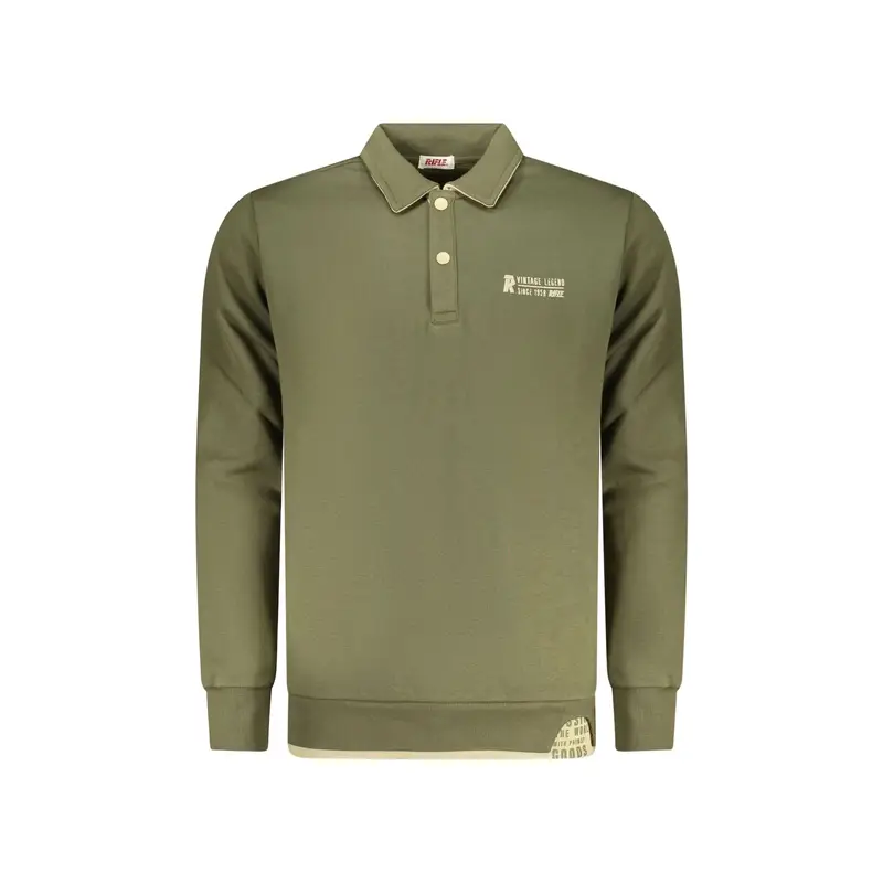 Polo Maniche Lunghe Uomo Verde Stampa