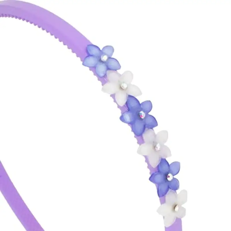 Righe e Pois - Fermacapelli bimba, Cerchietto per capelli bambina cm 0, 5 con fiori effetto cristallo e strass, fascia miniatura 2