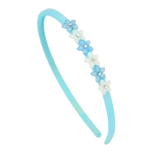 Righe e Pois - Fermacapelli bimba, Cerchietto per capelli bambina cm 0,5 con fiori effetto cristallo e strass, fascia